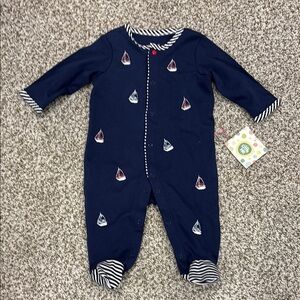 Navy Blue Sailboat Kids One Piece